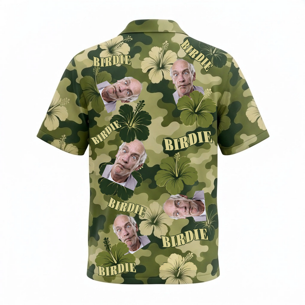 Personalized Face Camouflage Hibiscus Custom Hawaiian Shirt
