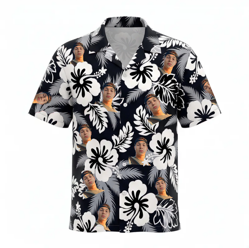 Personalized Face Midnight Vintage Paradise Custom Hawaiian Shirt