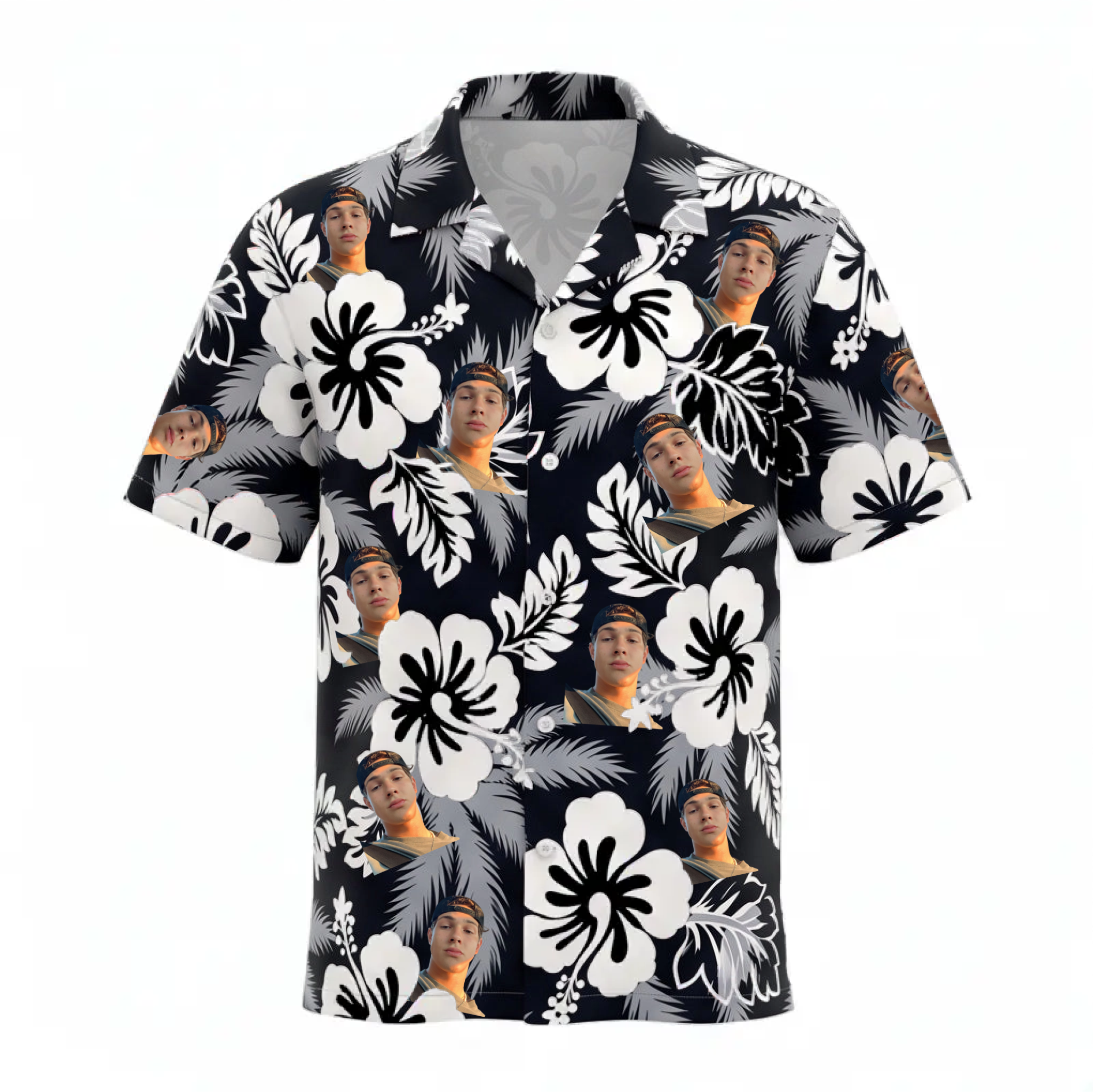 Personalized Face Midnight Vintage Paradise Custom Hawaiian Shirt