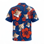 Personalized Face Polynesian Hibiscus Blue Custom Hawaiian Shirt