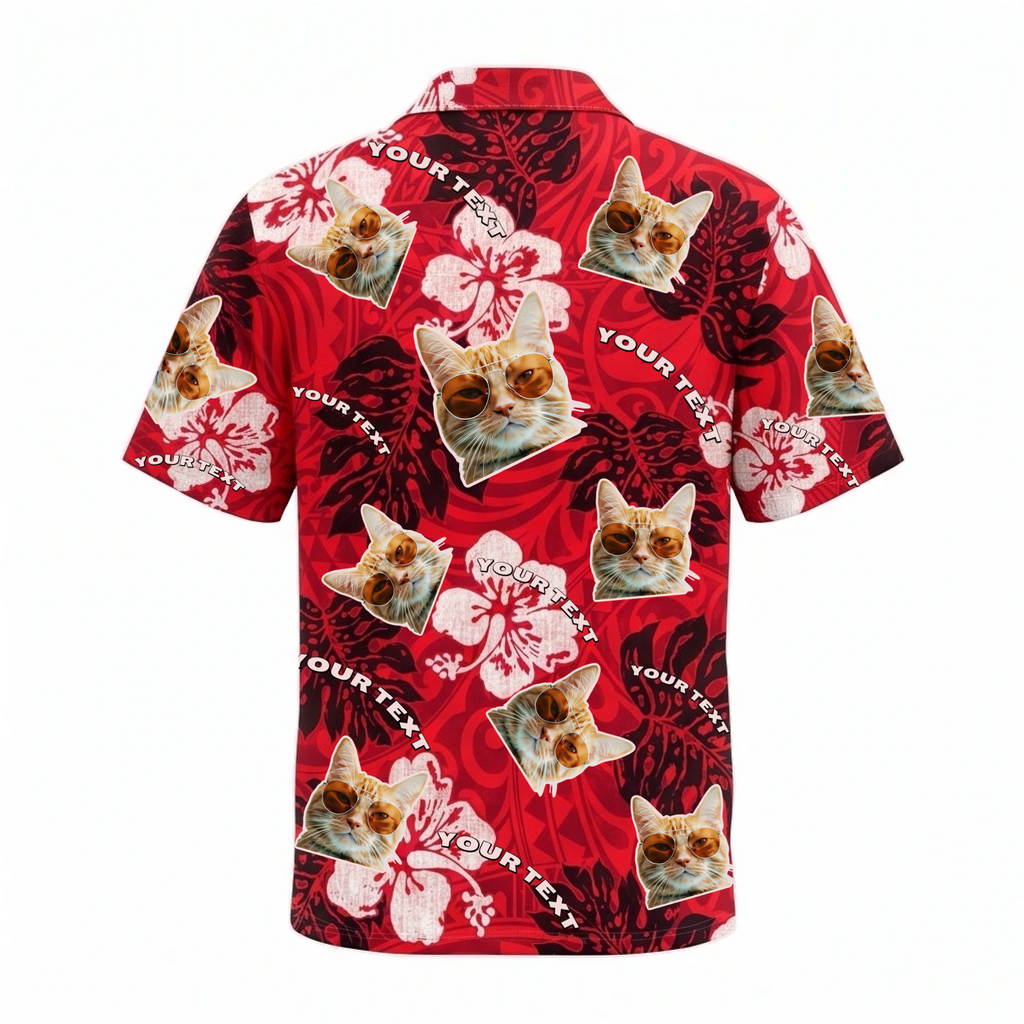Personalized Face Polynesian Red Custom Hawaiian Shirt