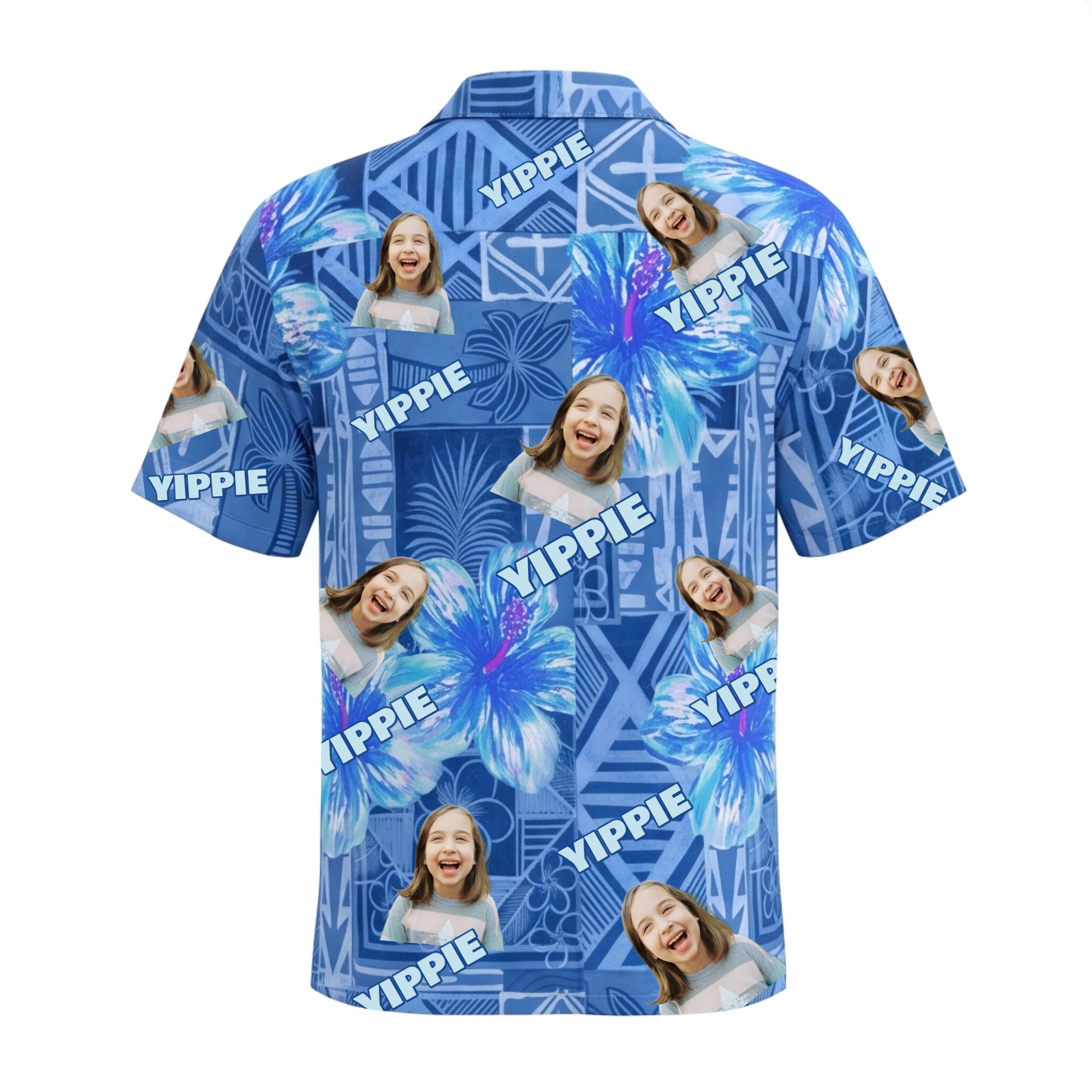 Blue Hibiscus with Tribal Tropicals Hawaiian Shirt