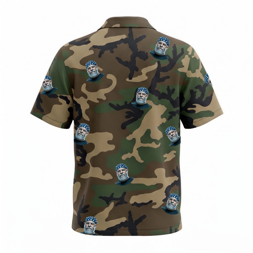 Unisex Custom Face M81 Woodland US Veteran Hawaiian Shirt worn for outdoor casual wear