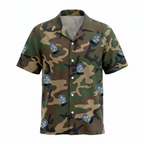 Custom Face M81 Woodland US Veteran Hawaiian Shirt personalized with face photo on tactical camo pattern