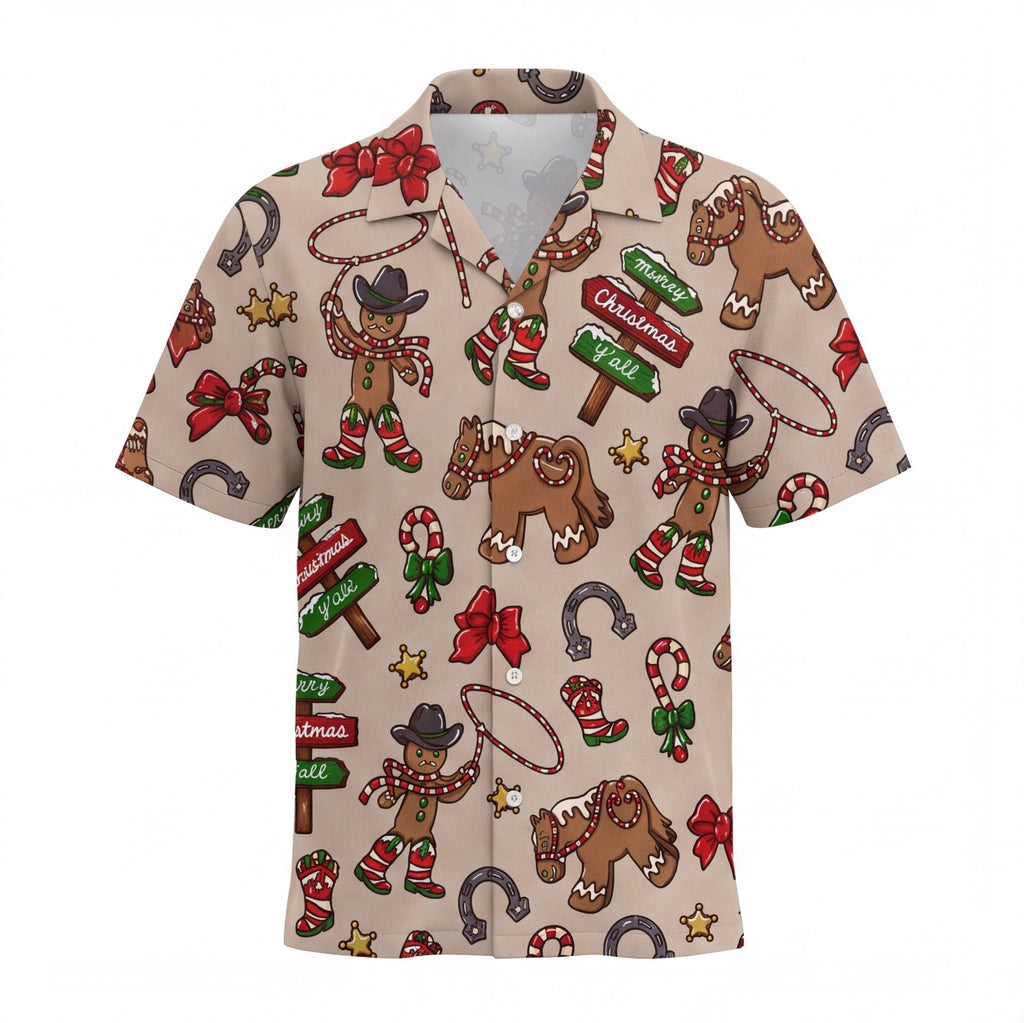 Yeehaw Ginger Bread Christmas Cowboy Hawaiian Shirt