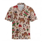 Yeehaw Ginger Bread Christmas Cowboy Hawaiian Shirt