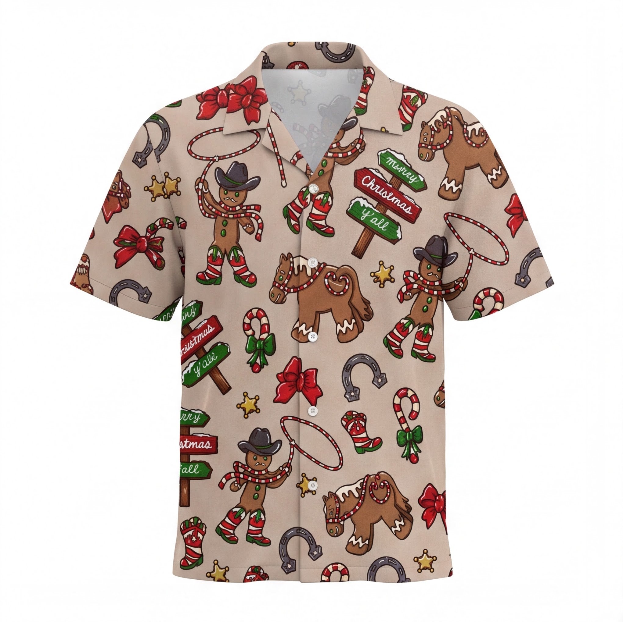 Yeehaw Ginger Bread Christmas Cowboy Hawaiian Shirt