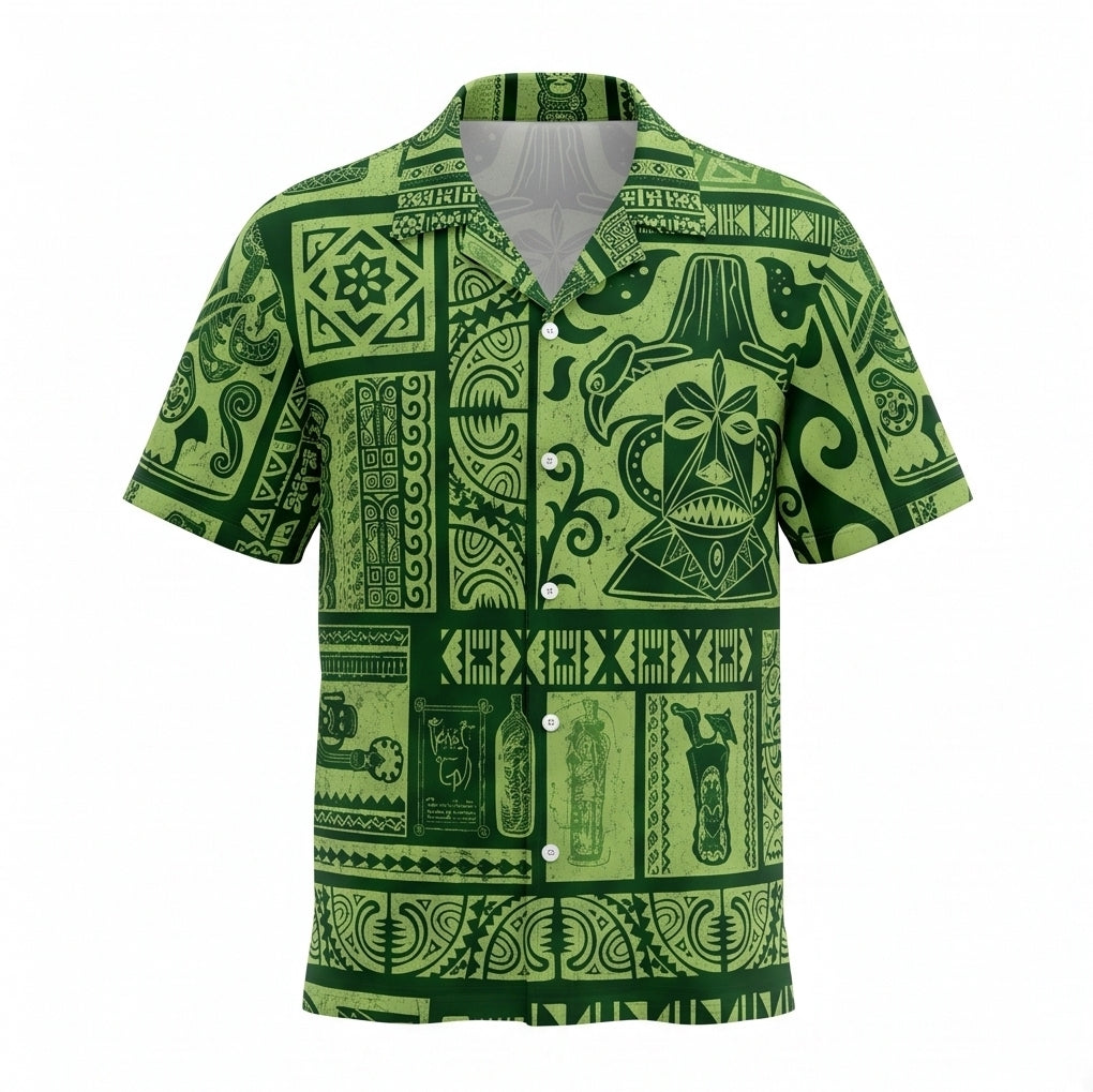 Tahiti Green Hawaiian Shirt