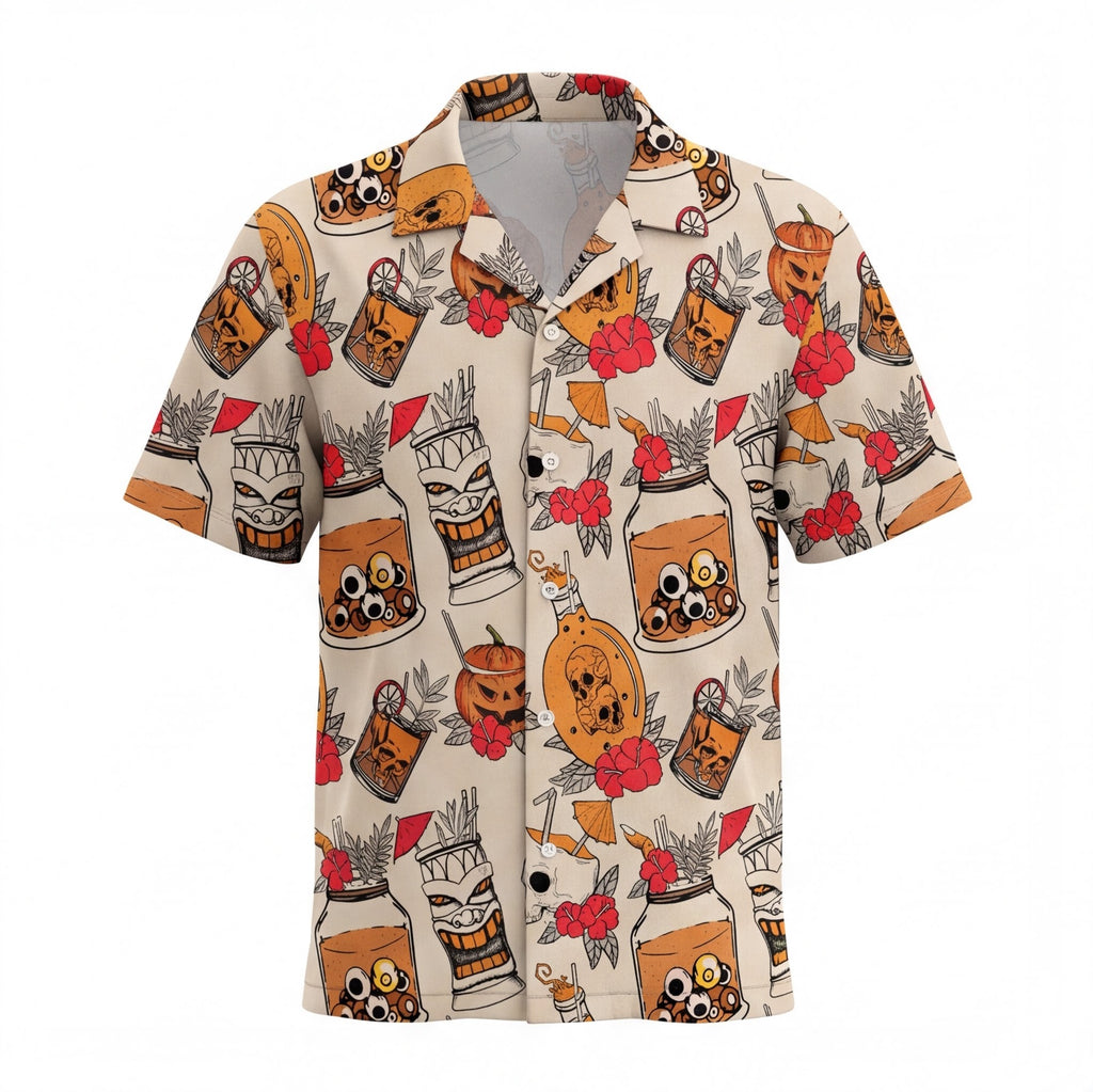 Halloween Tiki Drinks Hawaiian Shirt