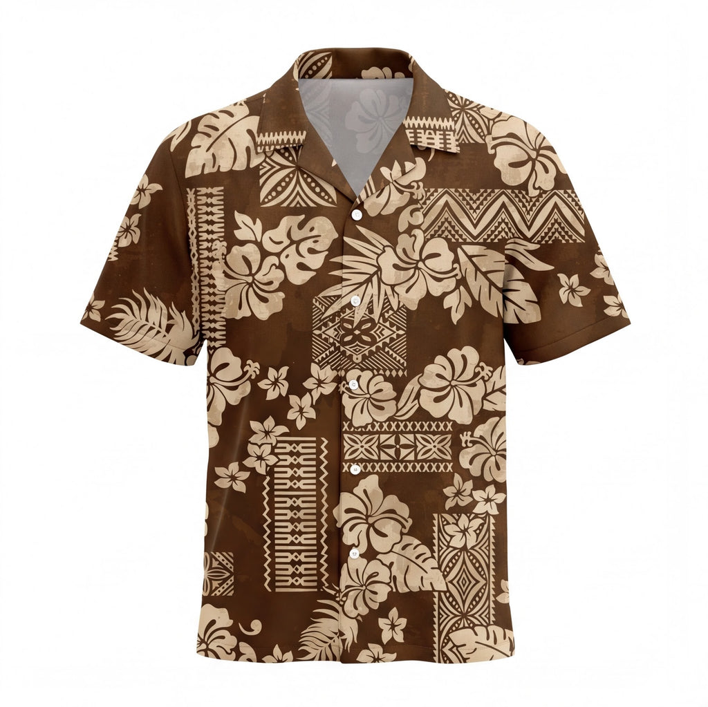 Fiji Tapa Brown Hawaiian Shirt