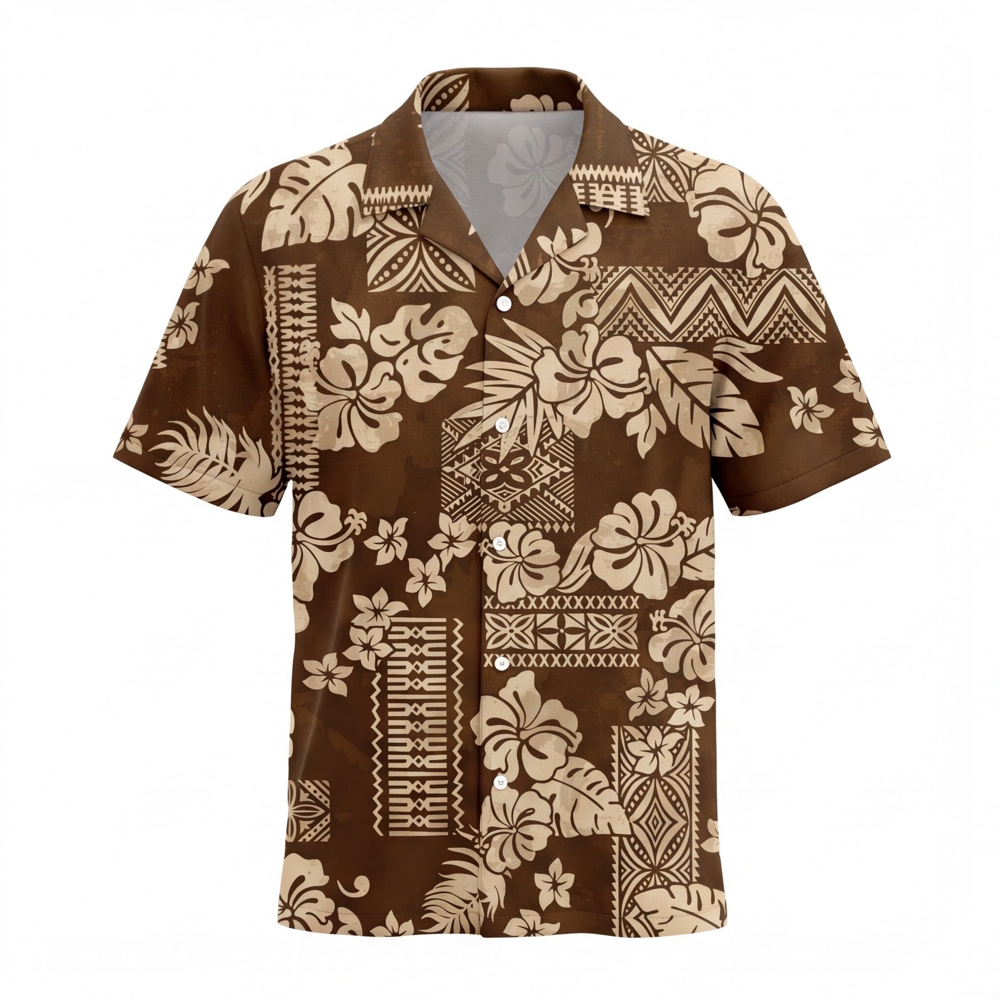 Fiji Tapa Brown Hawaiian Shirt
