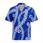 Hawaiian Blue Palaka Lei Hawaiian Shirt