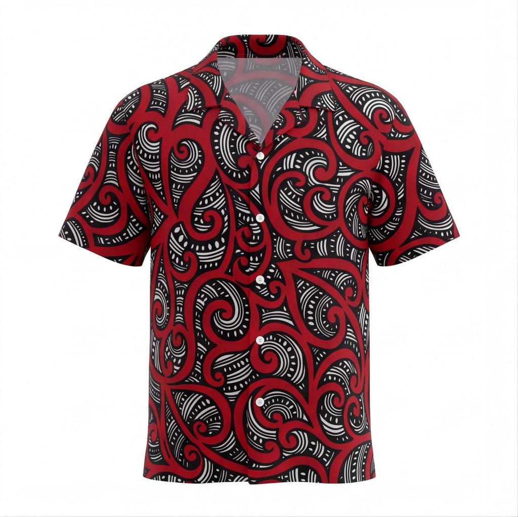 New Zealand Maori Black Red White Hawaiian Shirt