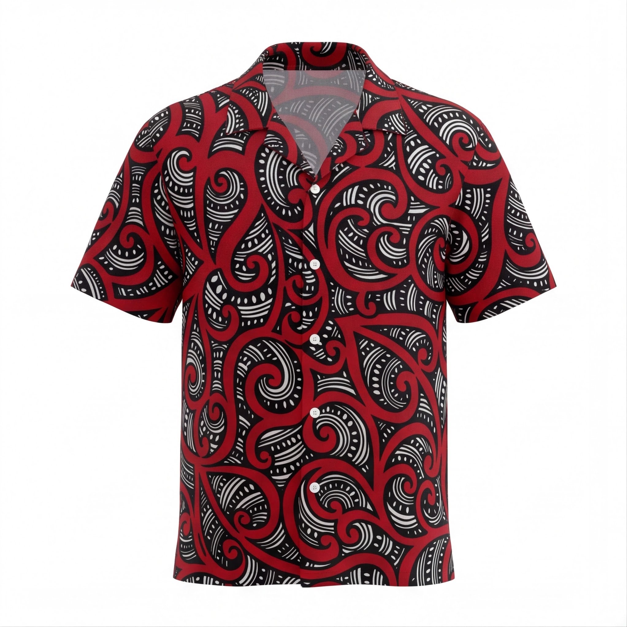 New Zealand Maori Black Red White Hawaiian Shirt