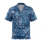 Fiji Tapa Blue Hawaiian Shirt
