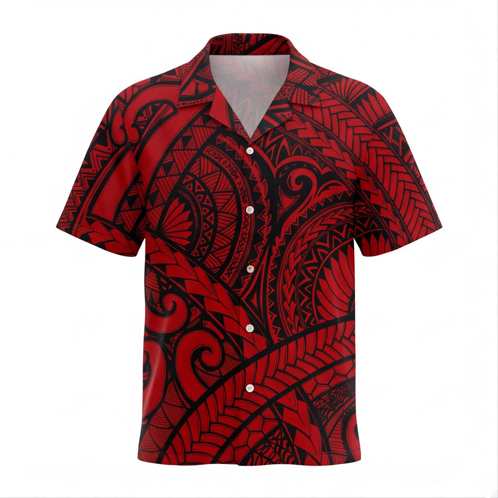 New Zealand Polynesian Red Koru Hawaiian Shirt
