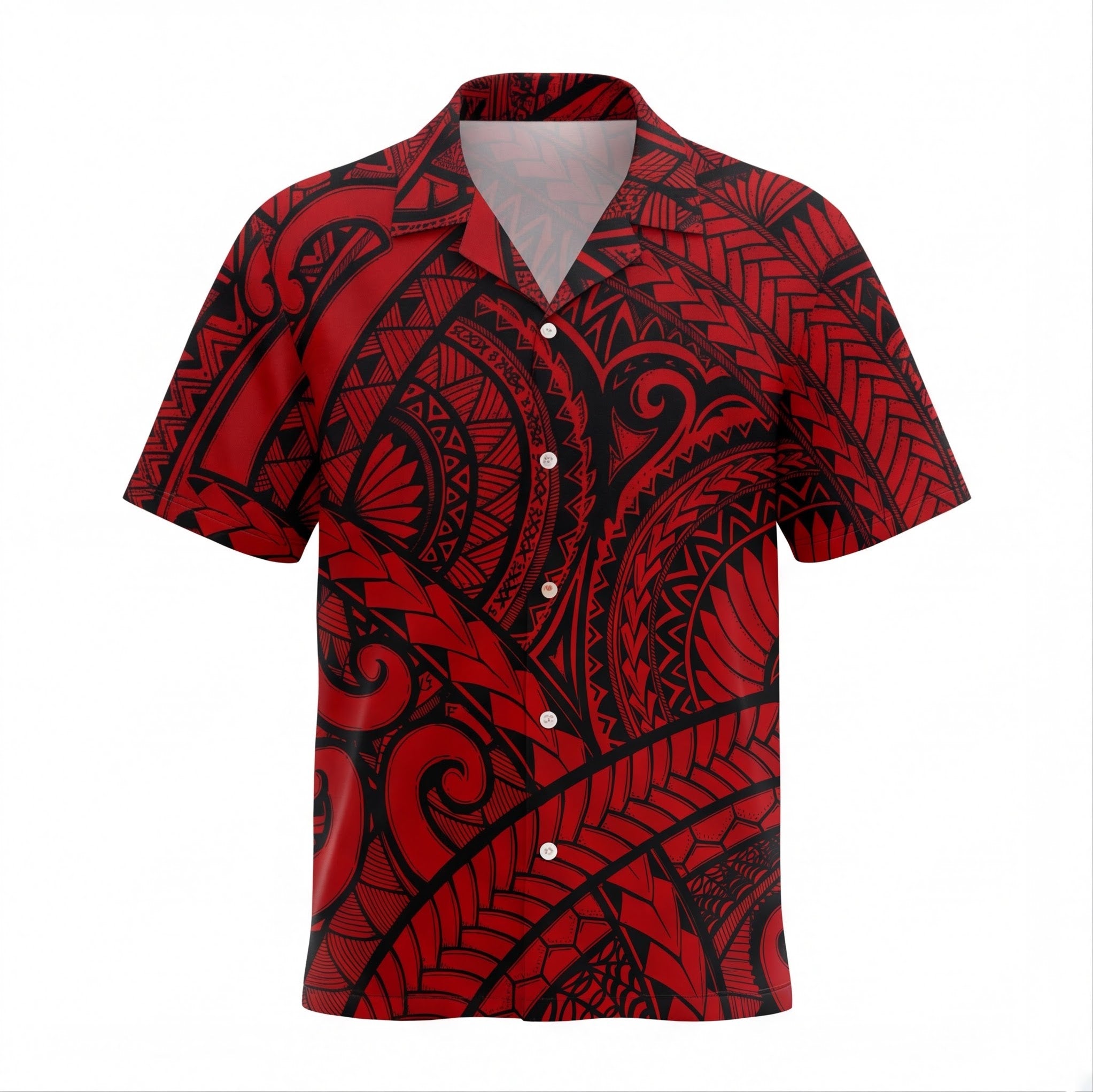 New Zealand Polynesian Red Koru Hawaiian Shirt