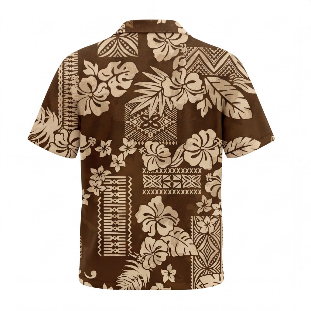 Fiji Tapa Brown Hawaiian Shirt