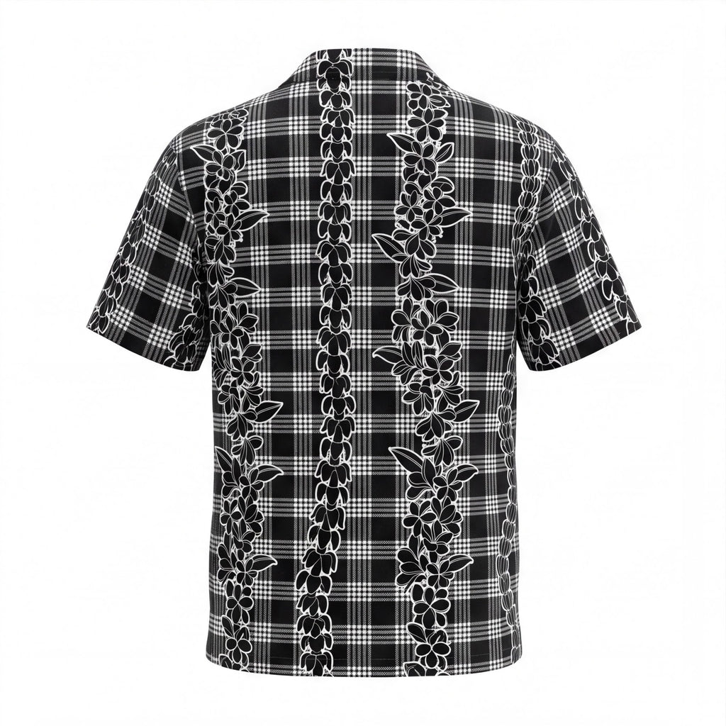 Hawaii Palaka Lei Black Hawaiian Shirt