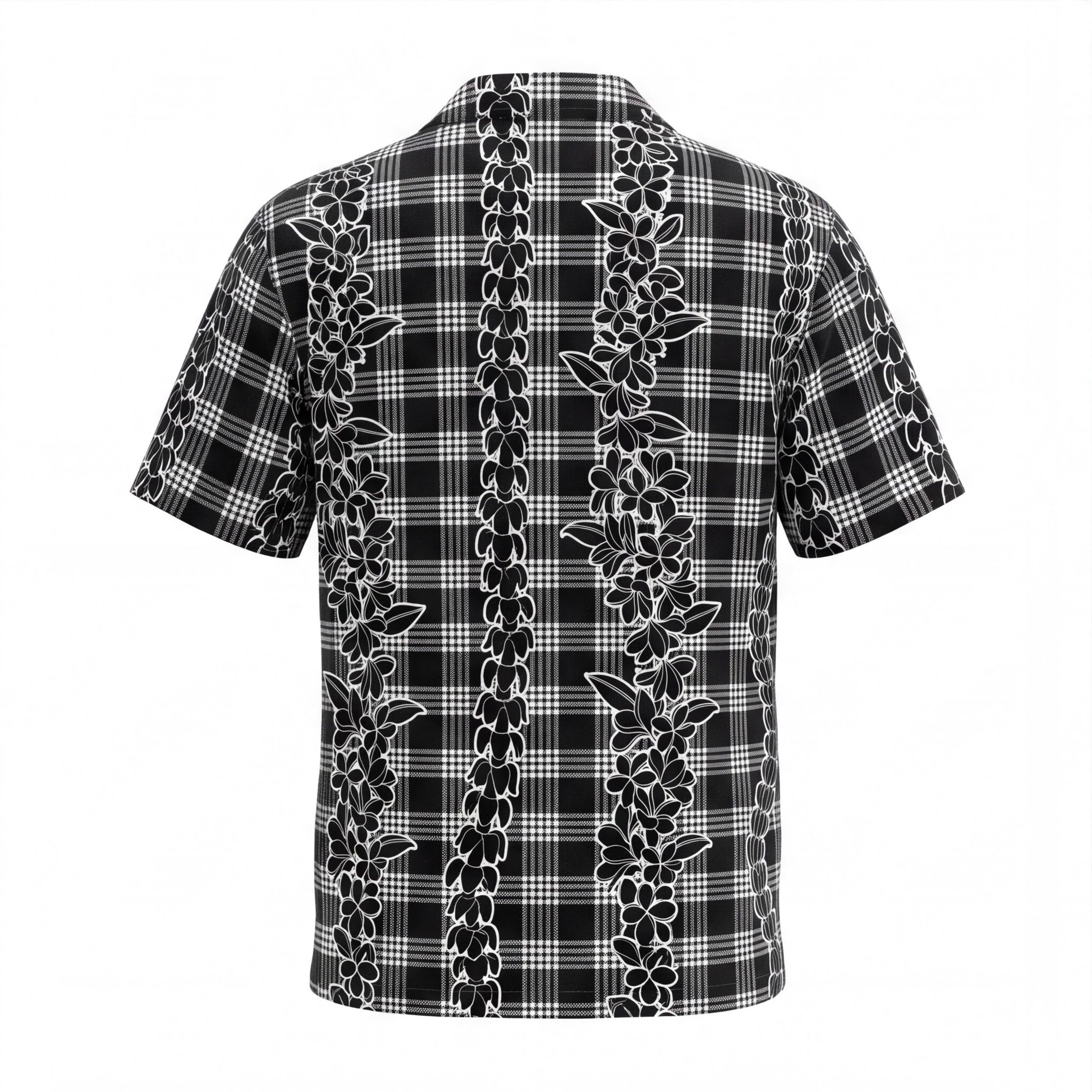 Hawaii Palaka Lei Black Hawaiian Shirt