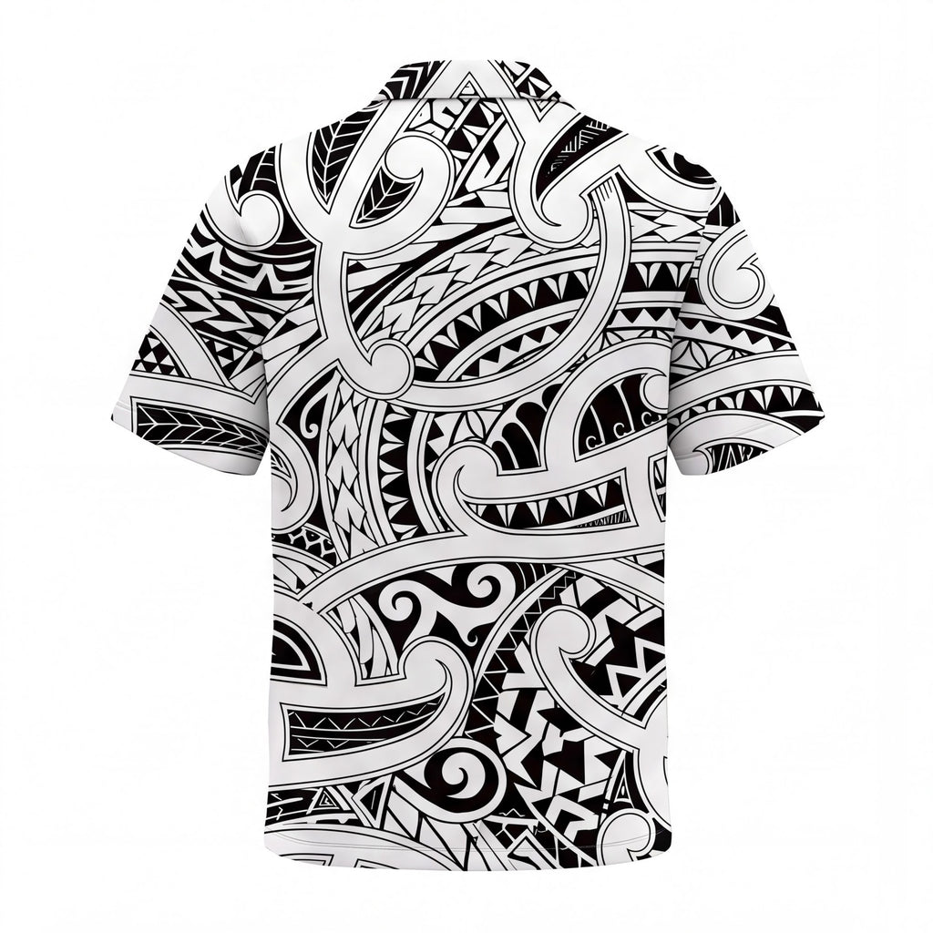New Zealand Maori Black White Hawaiian Shirt