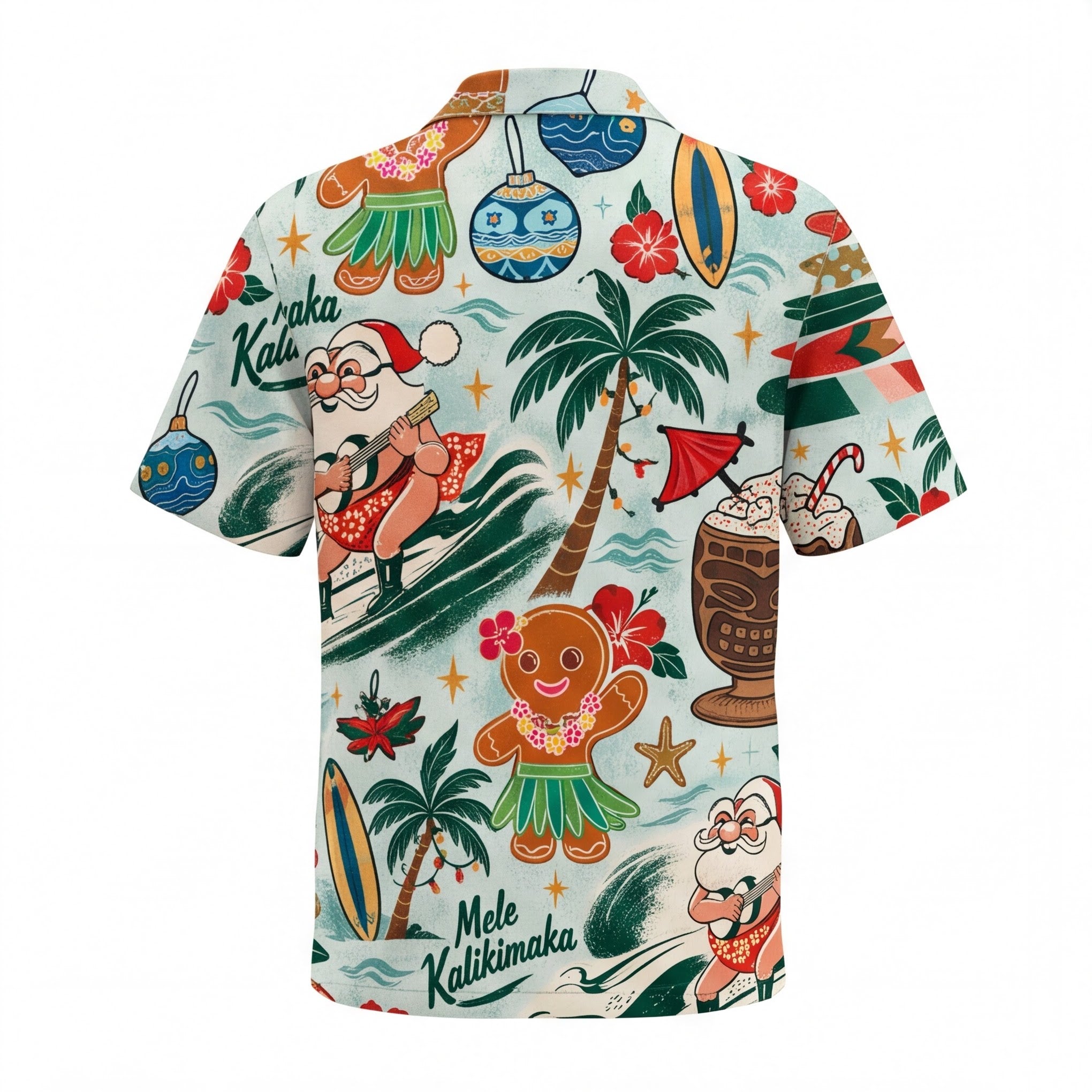 Hawaiian Santa Surfing Mele Kalikimaka Hawaiian Shirt