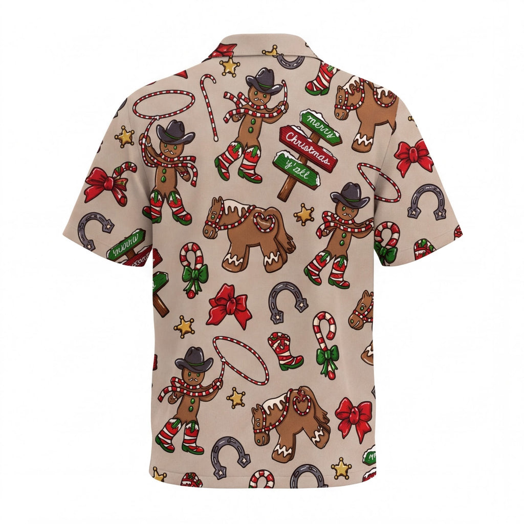 Yeehaw Ginger Bread Christmas Cowboy Hawaiian Shirt