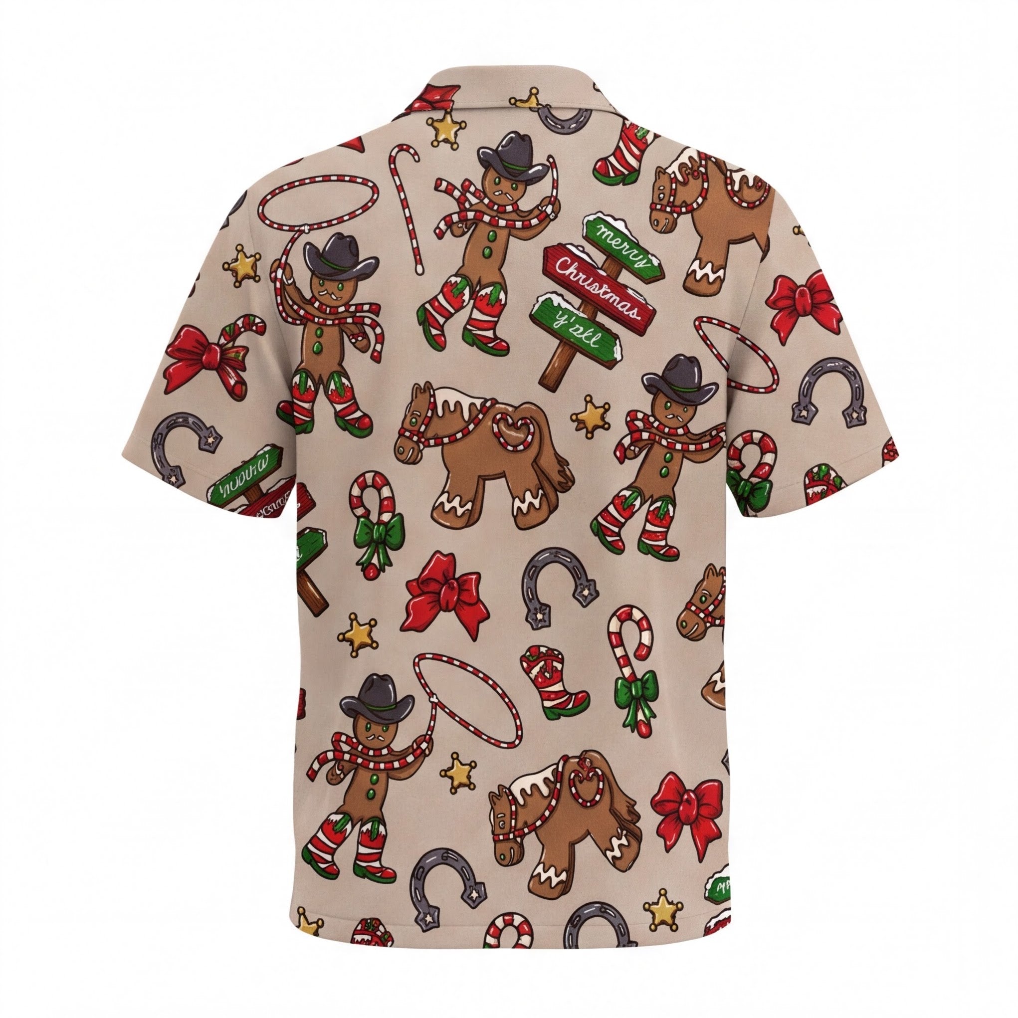 Yeehaw Ginger Bread Christmas Cowboy Hawaiian Shirt