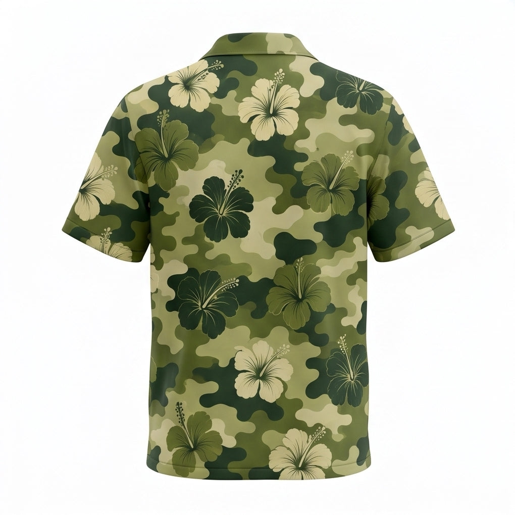Personalized Face Camouflage Hibiscus Custom Hawaiian Shirt