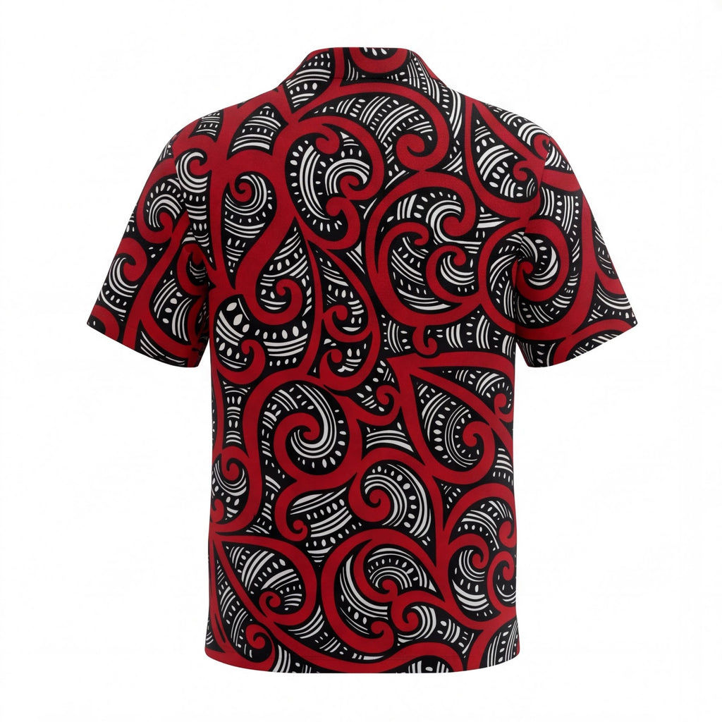 New Zealand Maori Black Red White Hawaiian Shirt