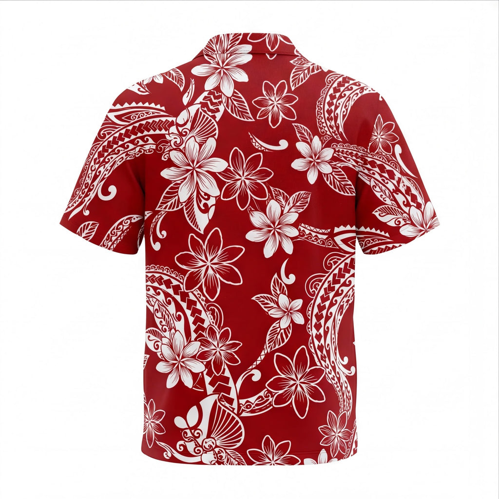 Red Polynesian Floral Hawaiian Shirt