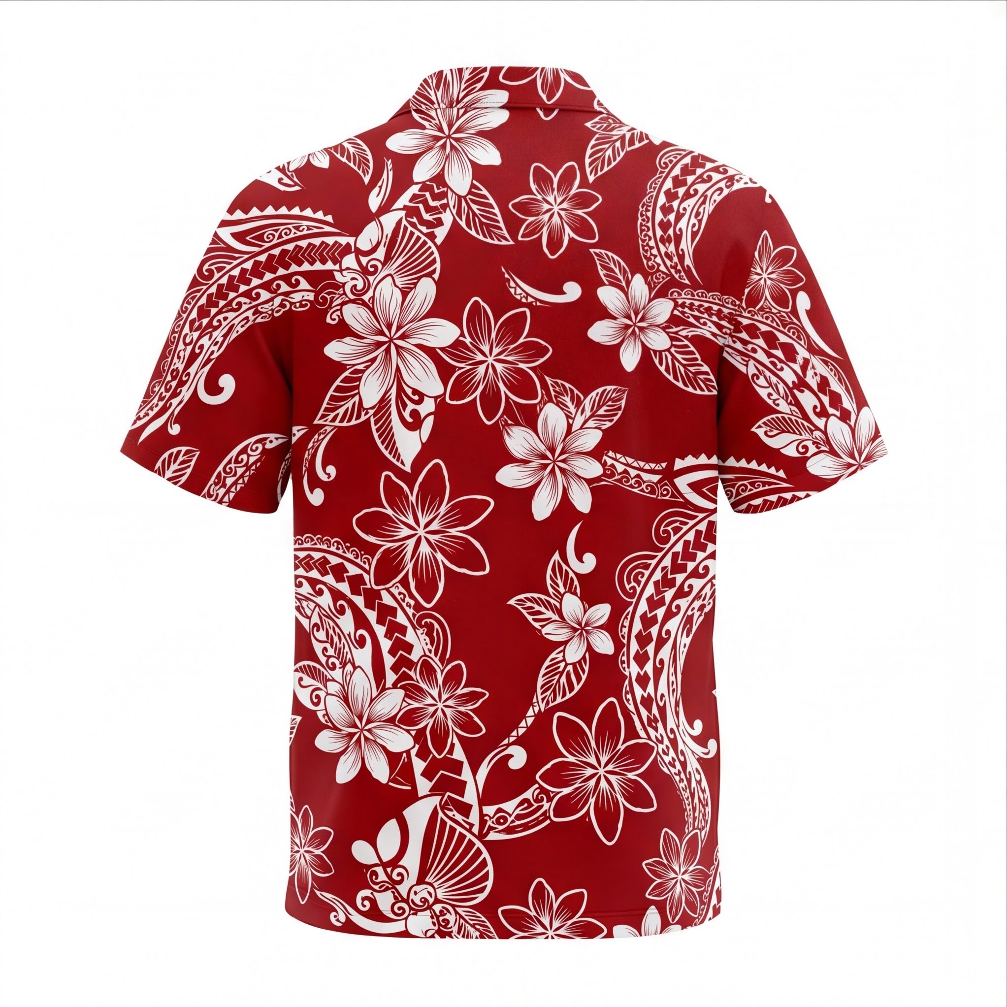Red Polynesian Floral Hawaiian Shirt