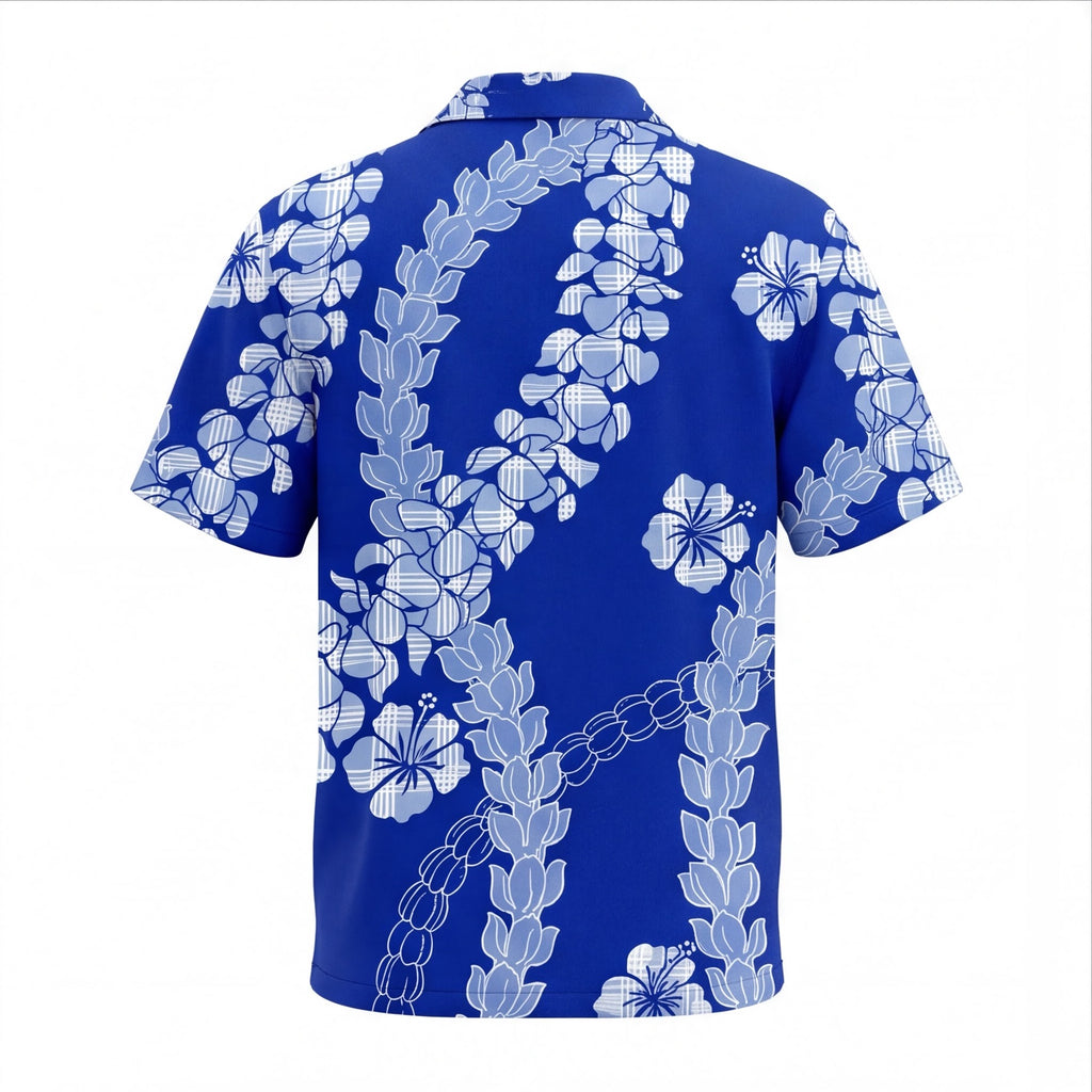 Hawaiian Blue Palaka Lei Hawaiian Shirt