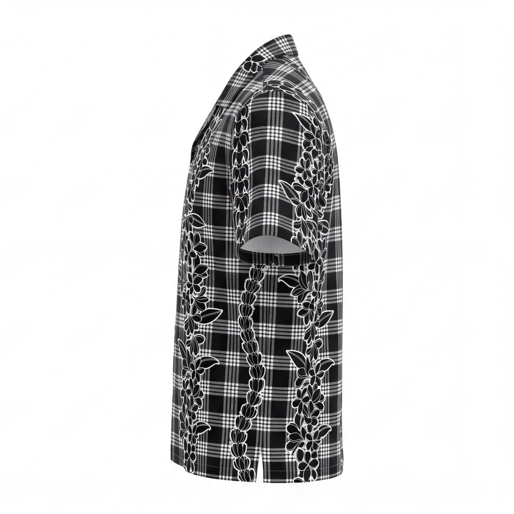 Hawaii Palaka Lei Black Hawaiian Shirt