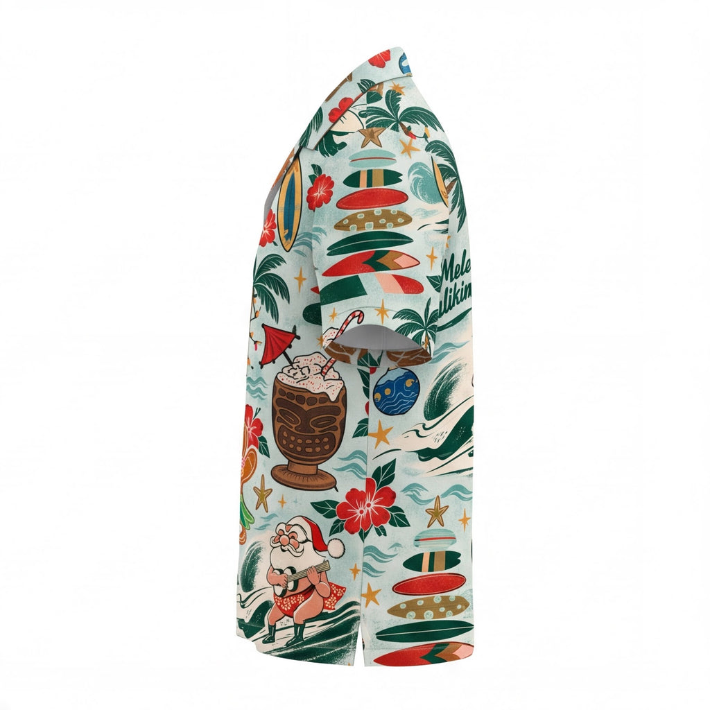 Hawaiian Santa Surfing Mele Kalikimaka Hawaiian Shirt