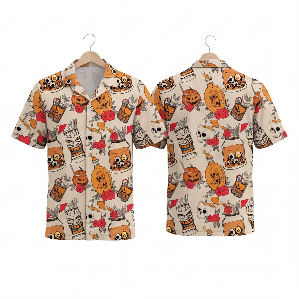 Halloween Tiki Drinks Hawaiian Shirt