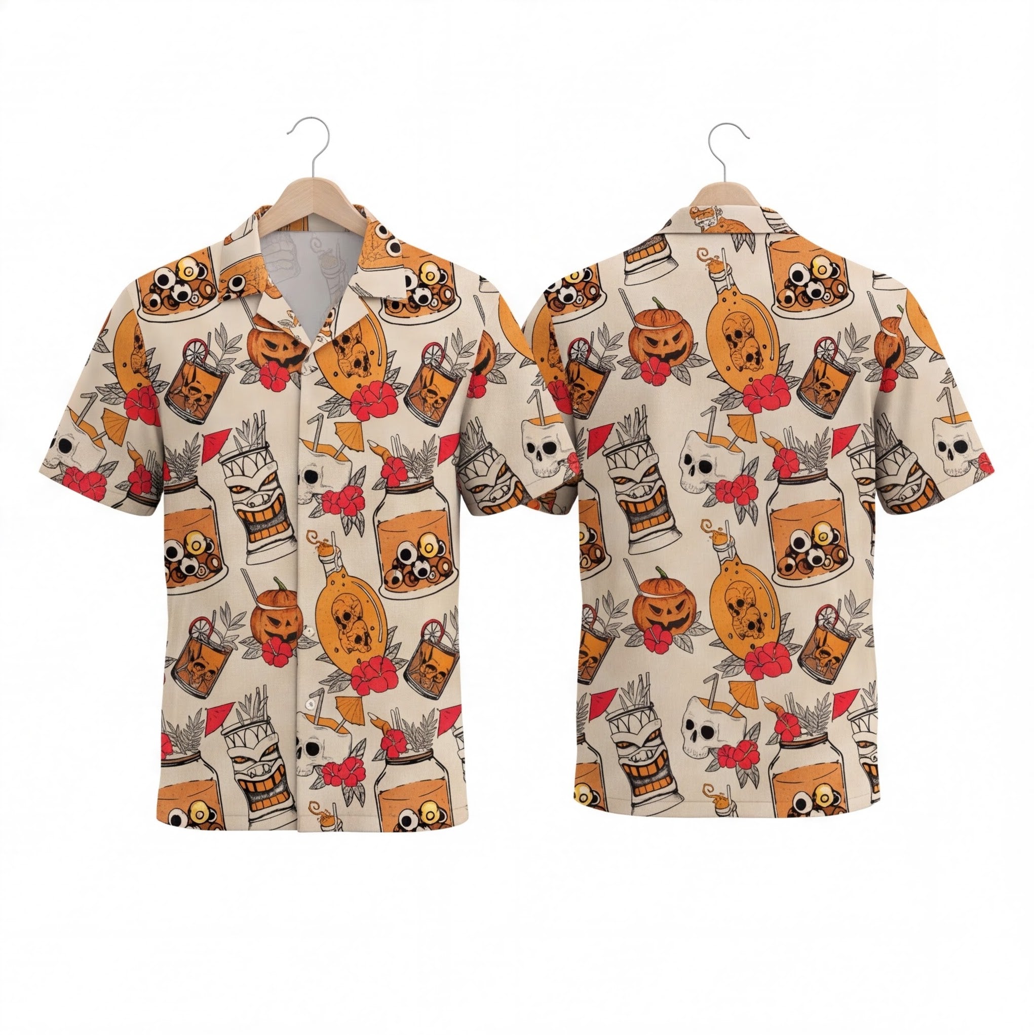 Halloween Tiki Drinks Hawaiian Shirt