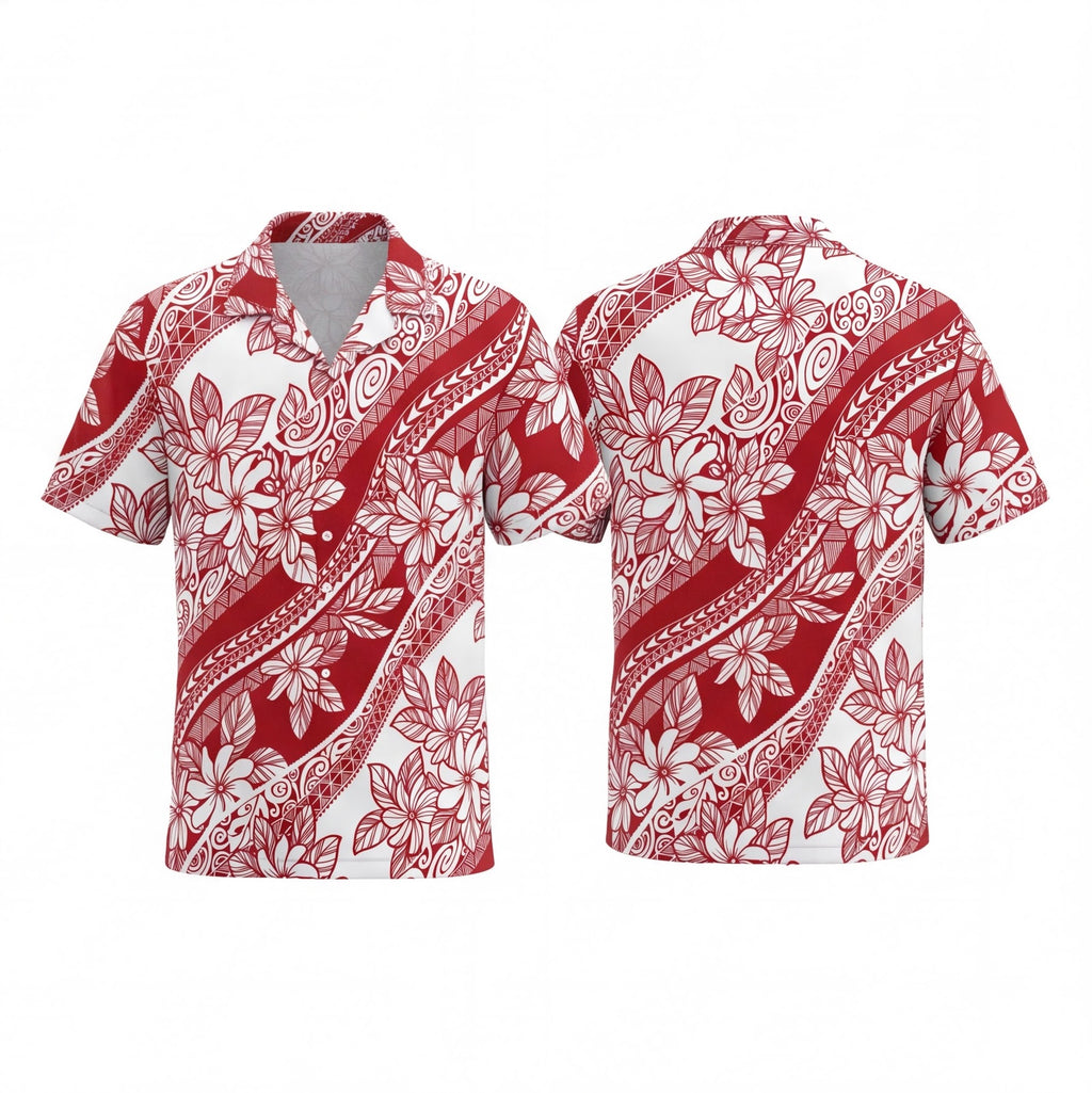 Tahiti Red Pattern Hawaiian Shirt