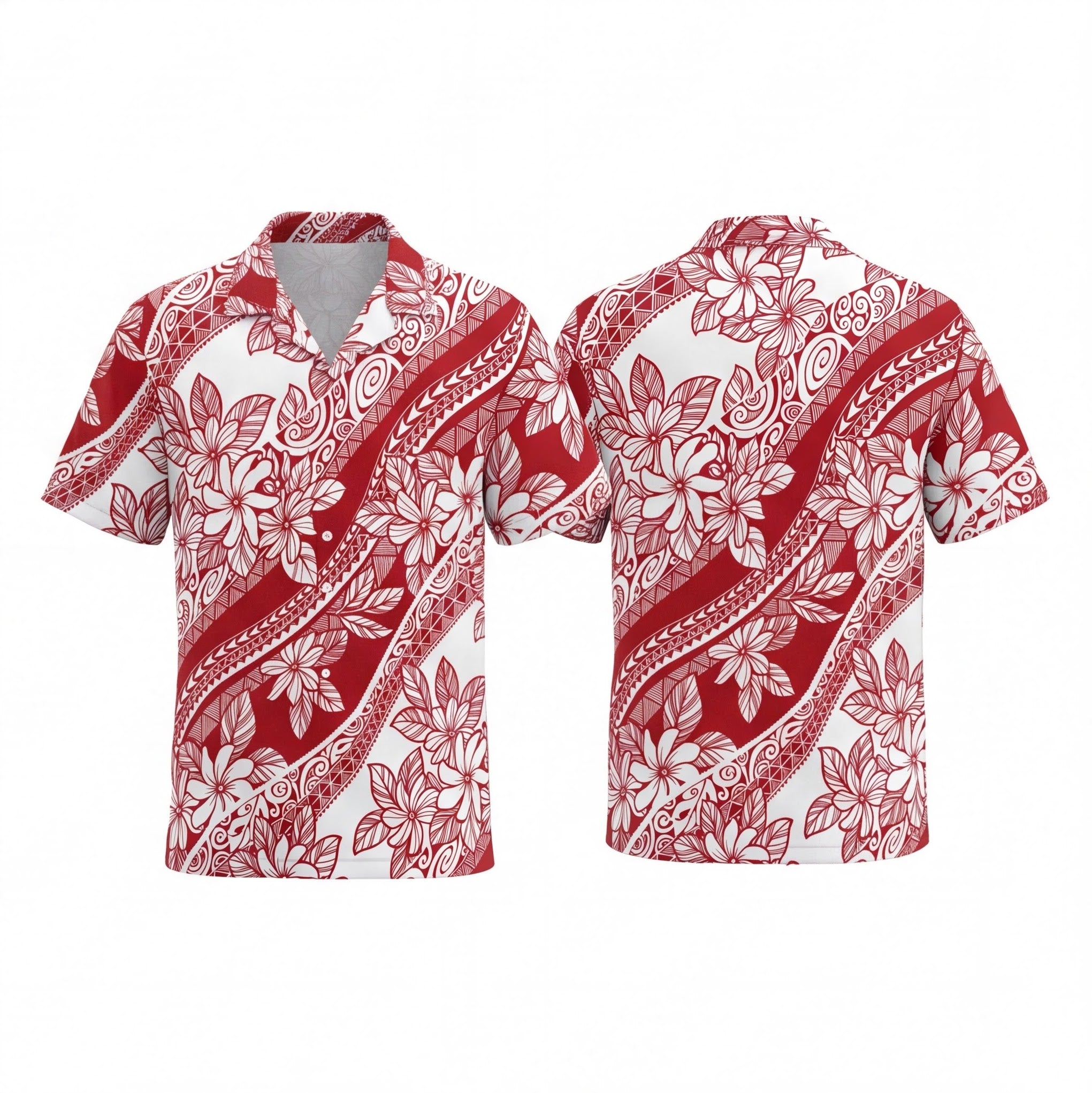 Tahiti Red Pattern Hawaiian Shirt