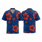 Personalized Face Polynesian Hibiscus Blue Custom Hawaiian Shirt