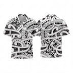 New Zealand Maori Black White Hawaiian Shirt