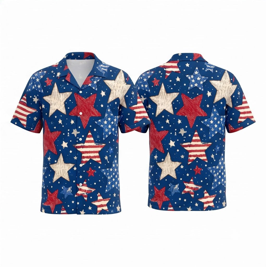 USA Flag Stars Hawaiian Shirt