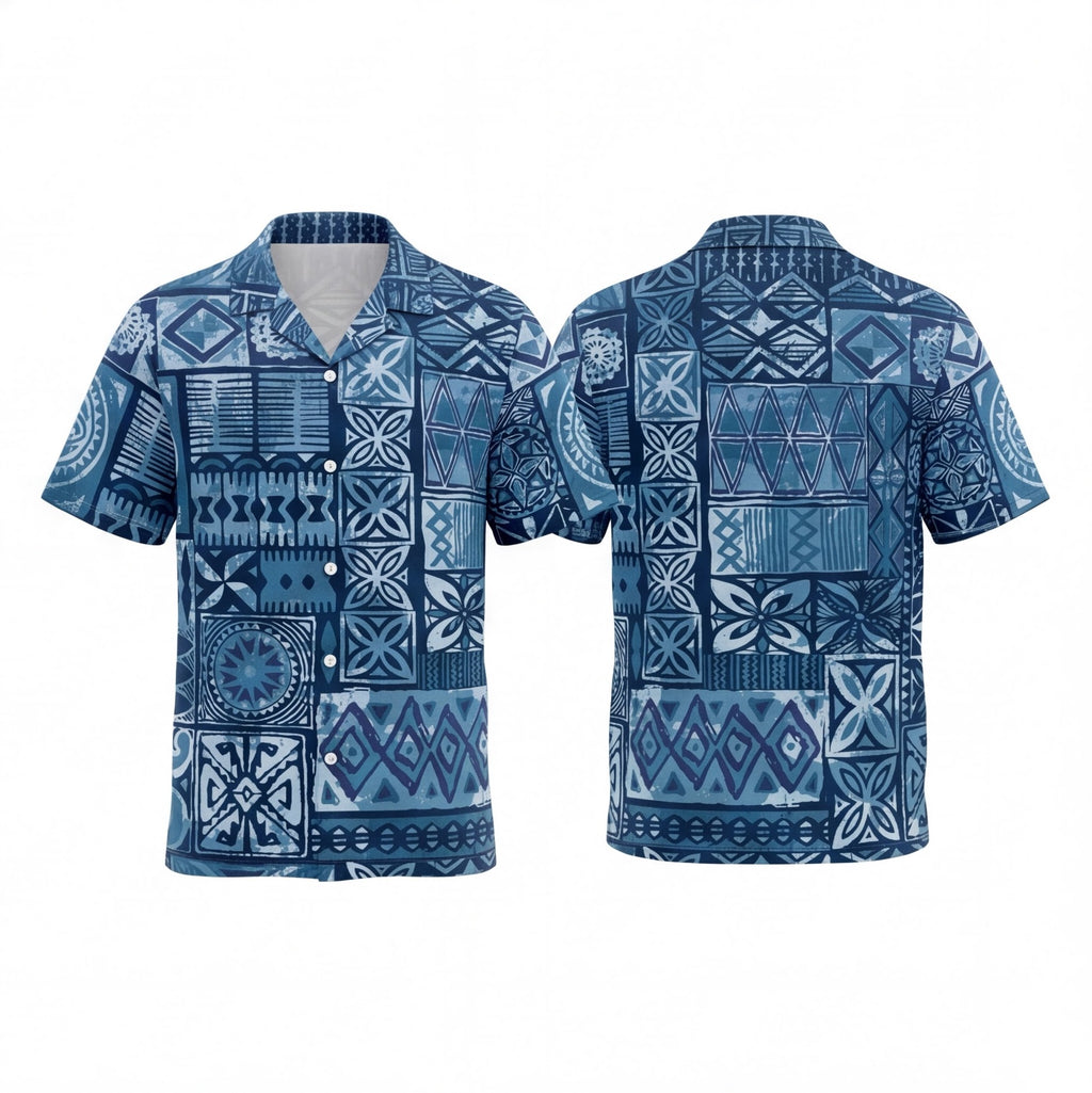 Fiji Tapa Blue Hawaiian Shirt