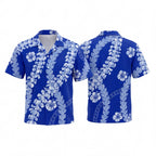 Hawaiian Blue Palaka Lei Hawaiian Shirt