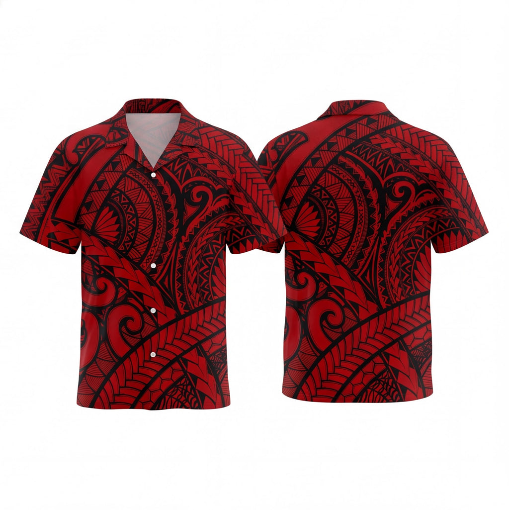 New Zealand Polynesian Red Koru Hawaiian Shirt