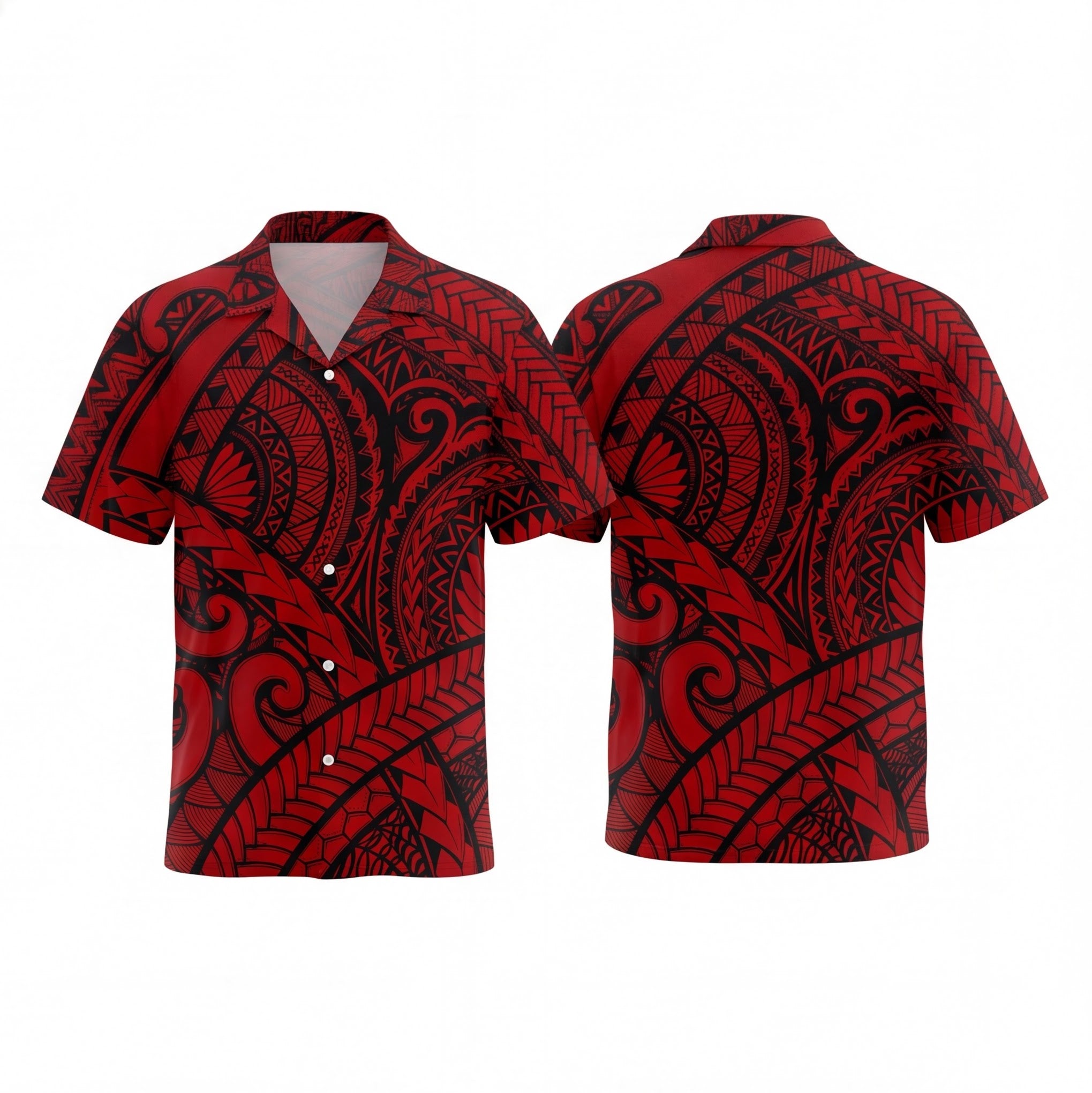 New Zealand Polynesian Red Koru Hawaiian Shirt