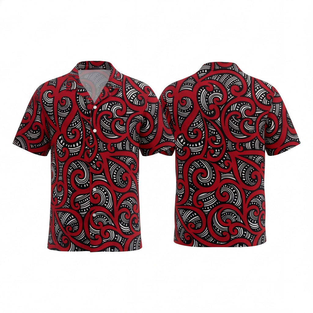 New Zealand Maori Black Red White Hawaiian Shirt