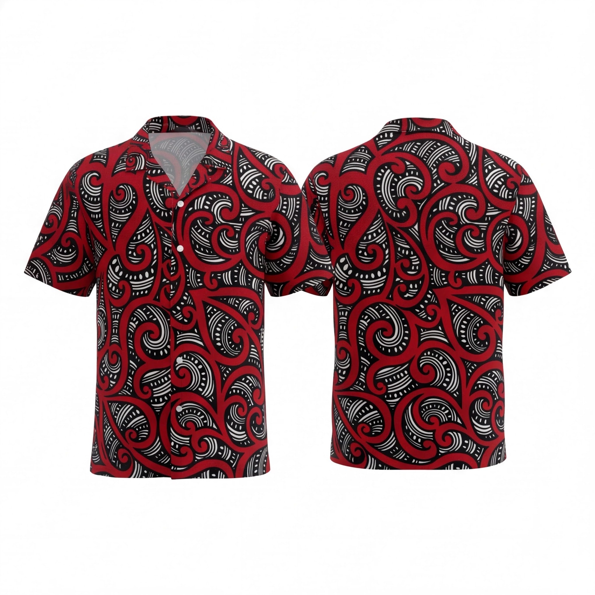 New Zealand Maori Black Red White Hawaiian Shirt