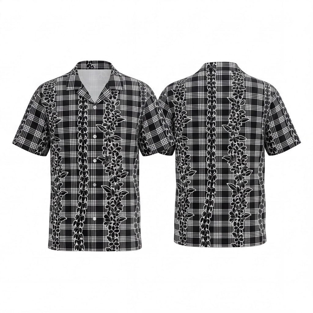 Hawaii Palaka Lei Black Hawaiian Shirt