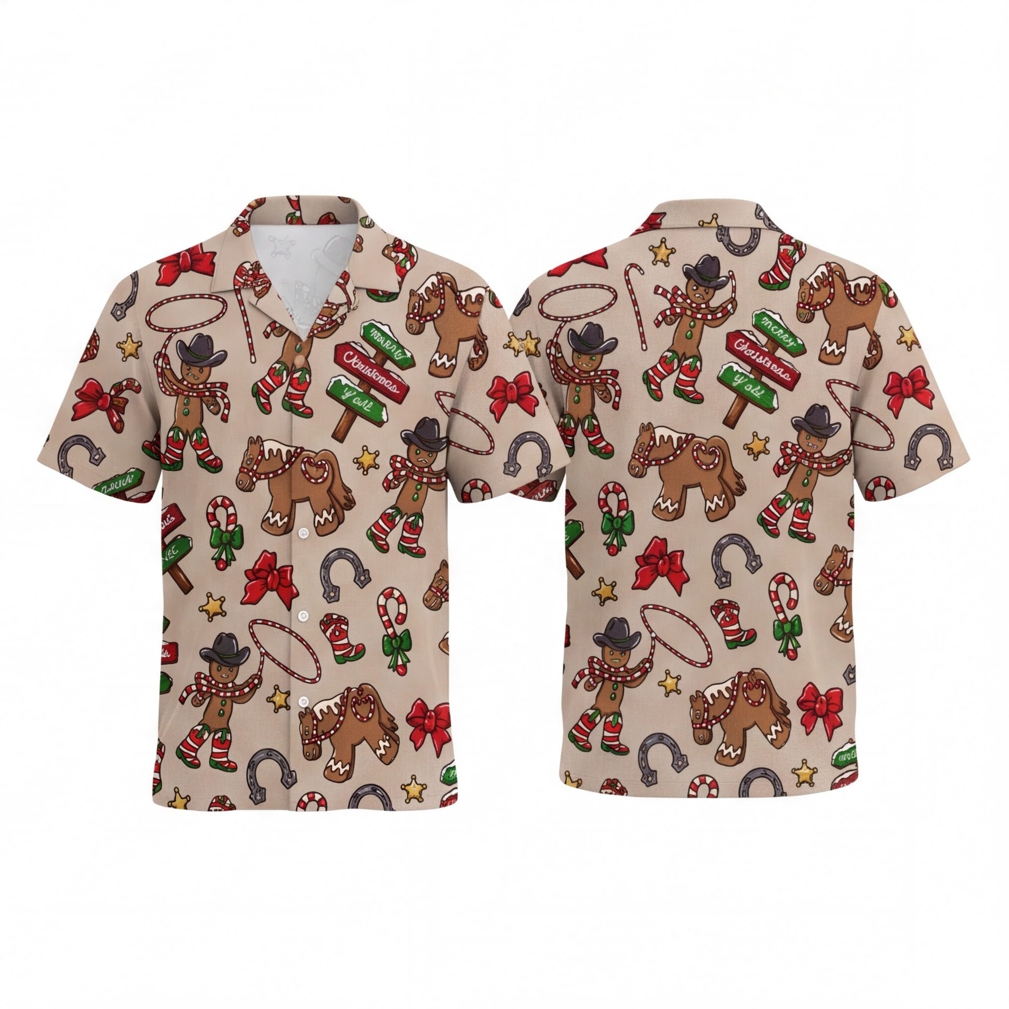 Yeehaw Ginger Bread Christmas Cowboy Hawaiian Shirt